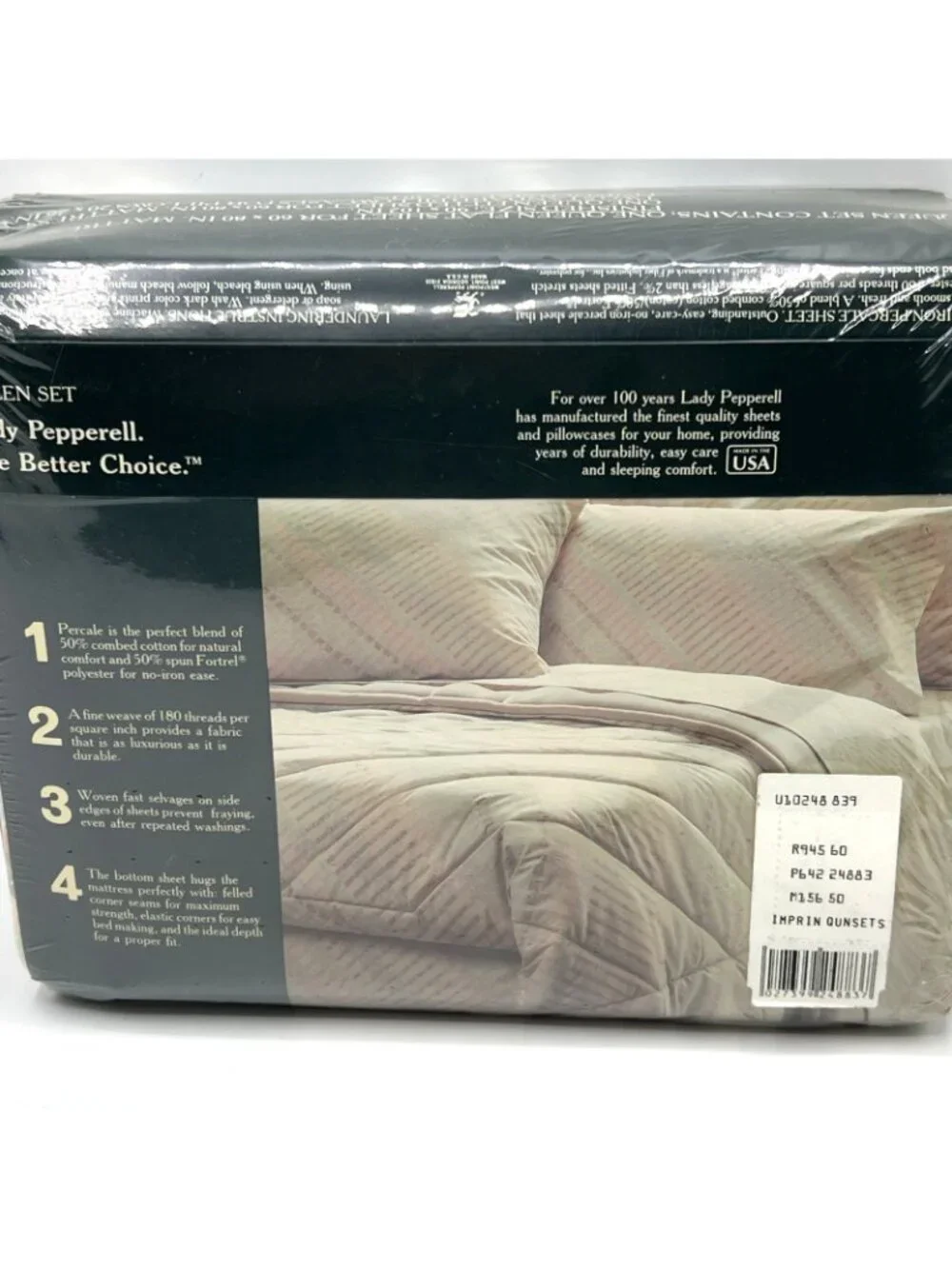 Lady Pepperell Queen Sheet Set Pastel Imprints Flat Fitted Pillowcases